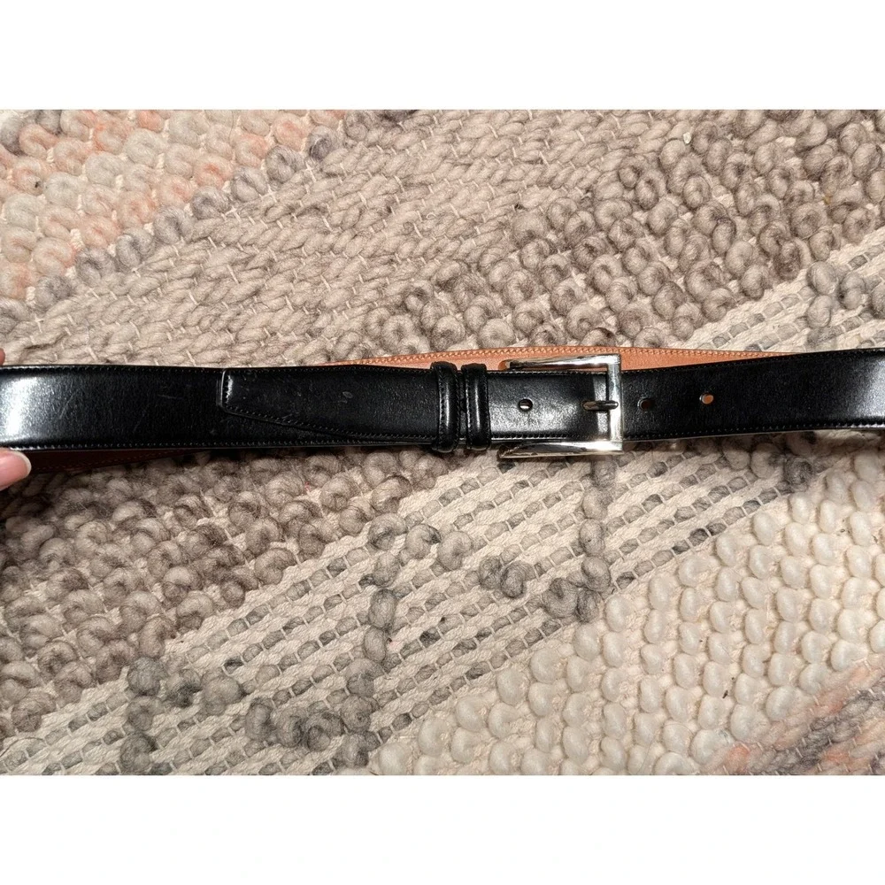Trafalgar Mens Cortina Leather Belt Black Silver Buckle 30mm Size 40